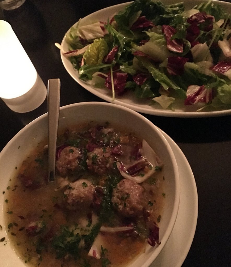 Wedding soup &amp; our Mista salad... Just the starters you need on this chilly, rainy day. 🥗🍷☔| #PortlandMaine #RomaPortland #AmericanItalian
