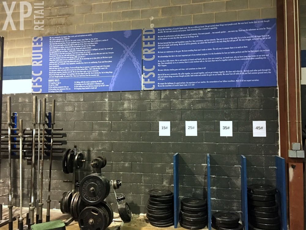 XPRetail's tweet image. Workout Wednesday: Check out our wall-mounted Matrix frames with the rules and creed @Crossfitsteelecreek 

#xpretail #crossfit #matrixframe