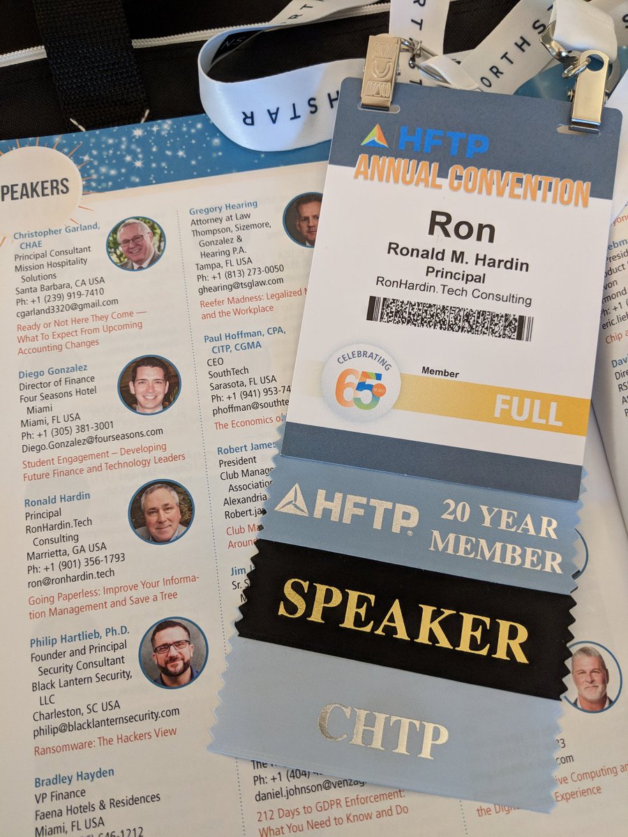 RonHardinTech's tweet photo. Celebrating HFTP's 65th birthday at Annual Convention by speaking and re-certifying as Certified Hospitality Technology Professional (CHTP). https://t.co/qiDBguGMc8