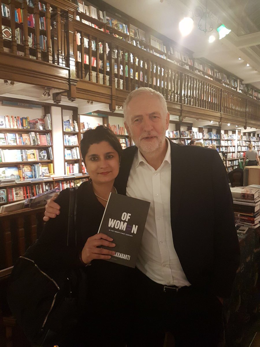 jeremycorbyn's tweet photo. Great to be at Shami Chakrabarti's book launch. Looking forward to reading Of Women - a vital book on how we bring about gender equality. https://t.co/drqn9zPrCI