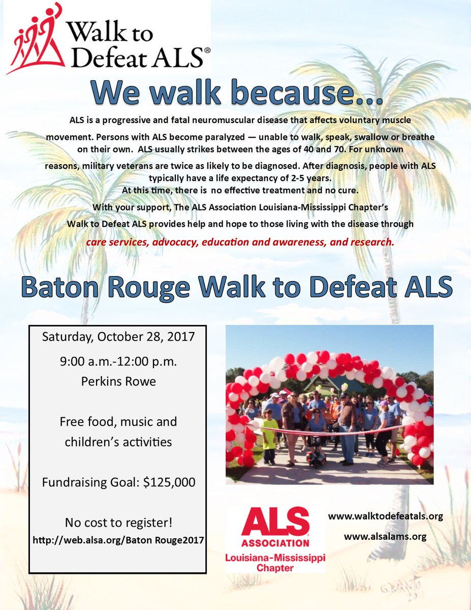 Hope to see you this weekend in Baton Rouge for our Walk to Defeat ALS!! #ALSALAMS #ALS