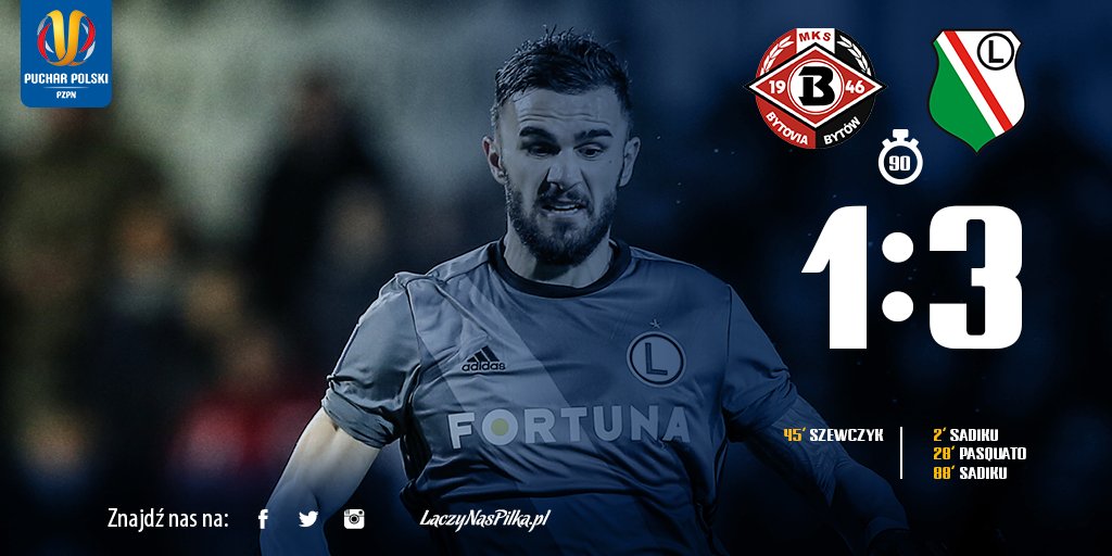 PZPNPuchar's tweet photo. 📌 Koniec meczu 📌
@LegiaWarszawa wygrywa z @DrutexBytovia ⚽
Rewanż w Warszawie pod koniec listopada 🏟
#PucharPolski #DRULEG 1:3 https://t.co/VOcLO6yKTf