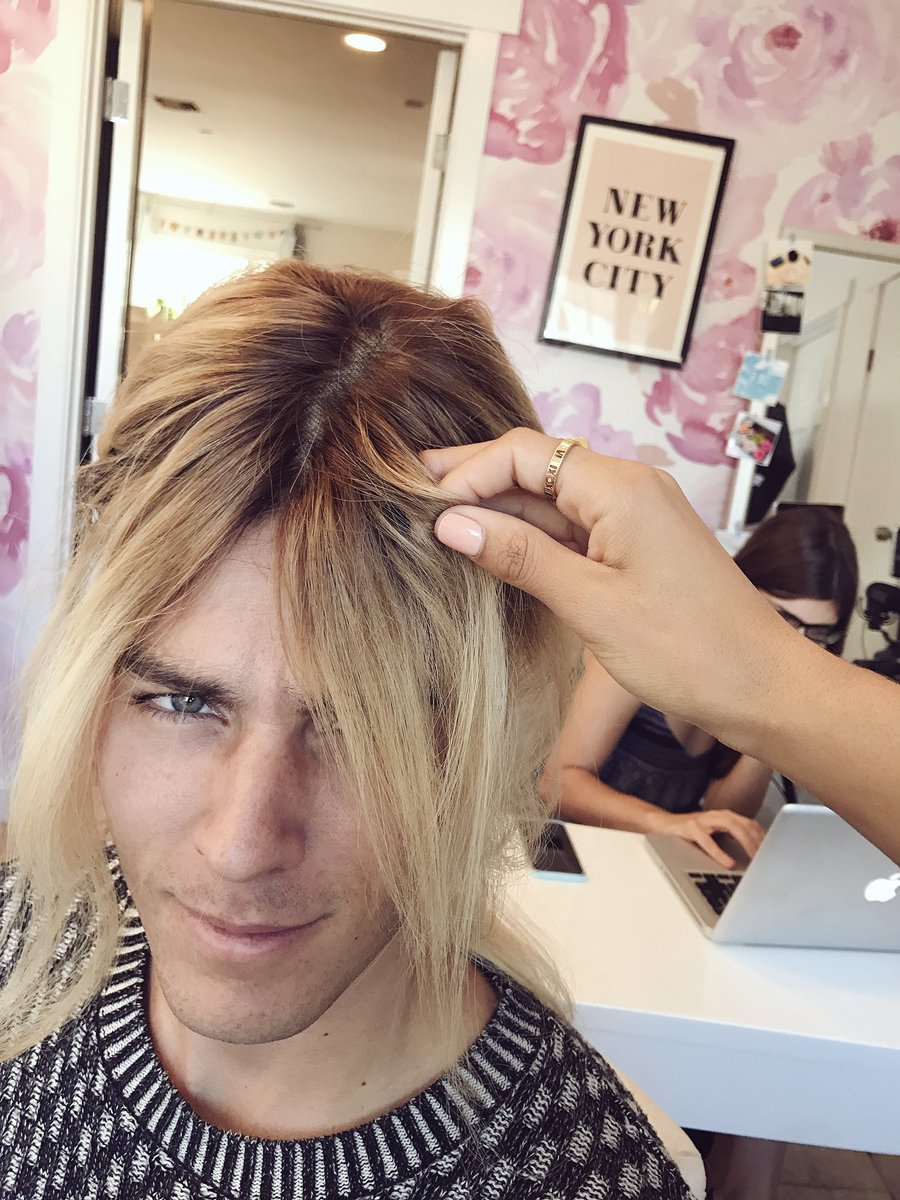 lifeaseva's tweet photo. Adam tried on my wig for me so I can see where needs to be died darker GOD BLESS BOYS WHO ARE SECURE WITH THEIR SEXUALITY https://t.co/r6K0W5jRl7