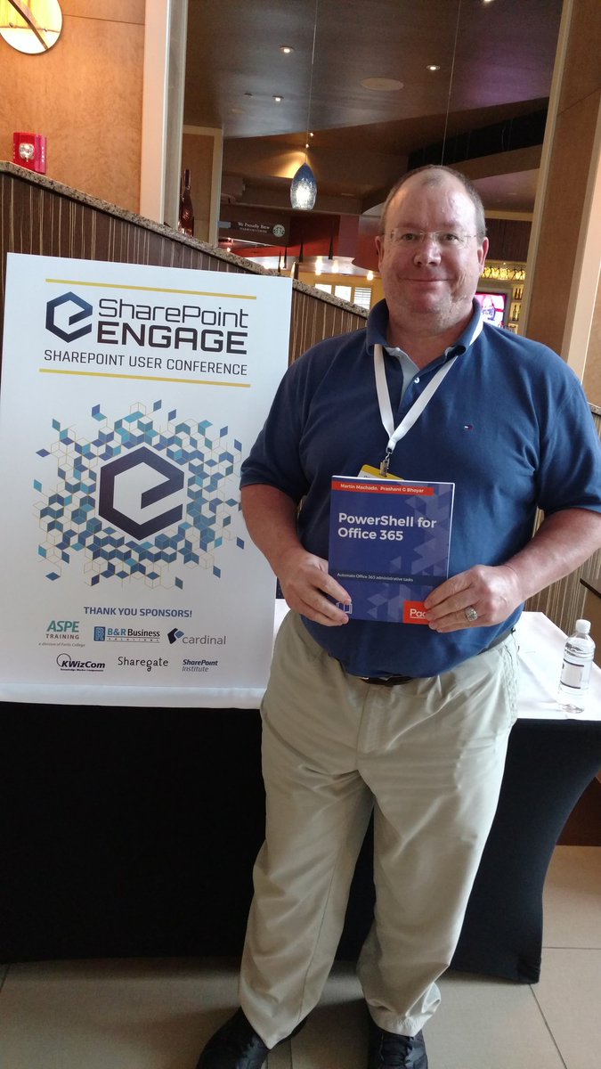 pgbhoyar's tweet photo. @grchamb Thanks for attending my session on @azuread for @officedev &amp; congratulations for winning #PowerShell book at #SPEngage @WithumCPA https://t.co/9sZ7QfWOPy