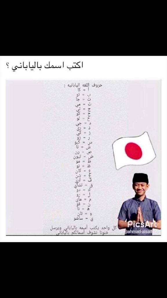 كل واحد يكتب اسمه بالياباني 
ابي اشوف ابداعاتكم 😆😆