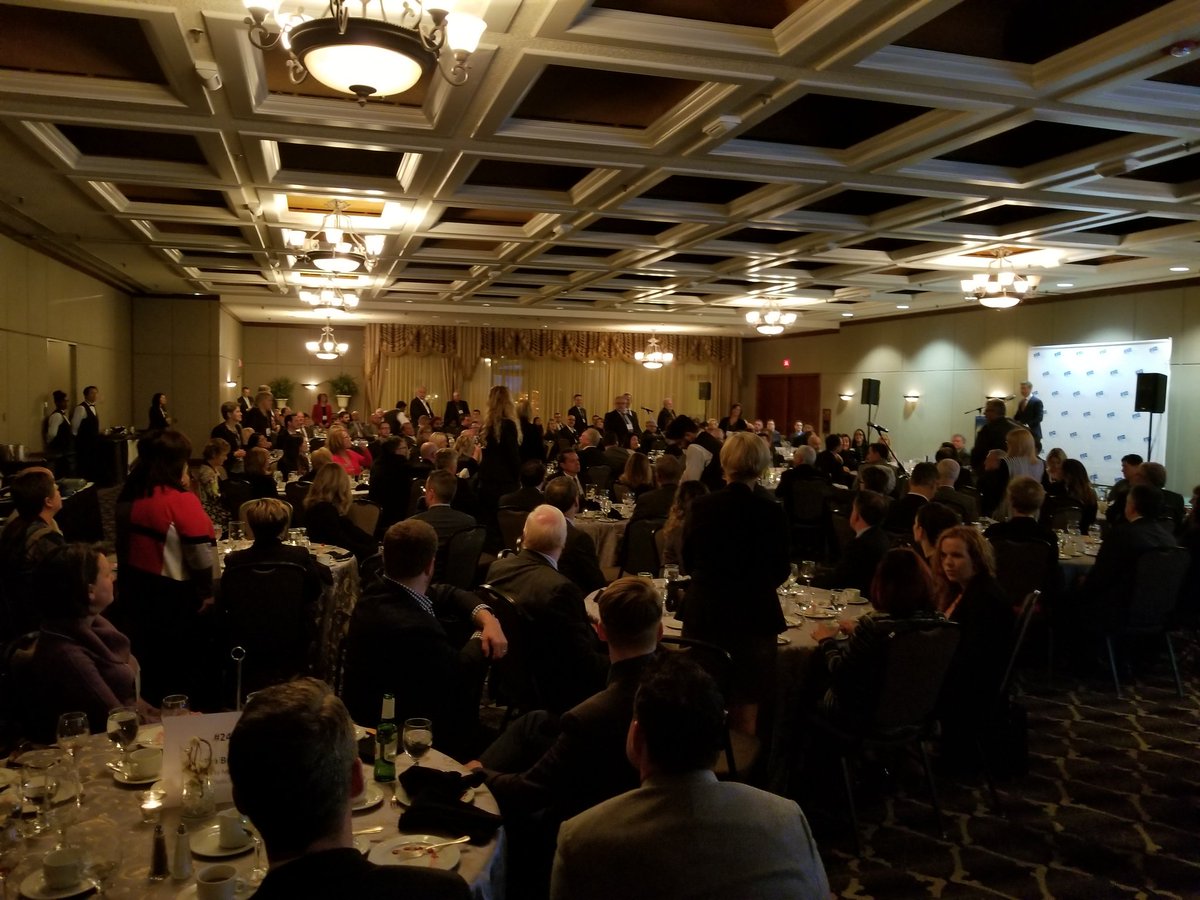 DrStanfordBlade's tweet photo. Congratulations for a huge turnout at tonight's Deputy Ministers' Dinner. All DMs &amp; reps standing in this image. #yeg @albertachambers https://t.co/Ko3pWU7orP