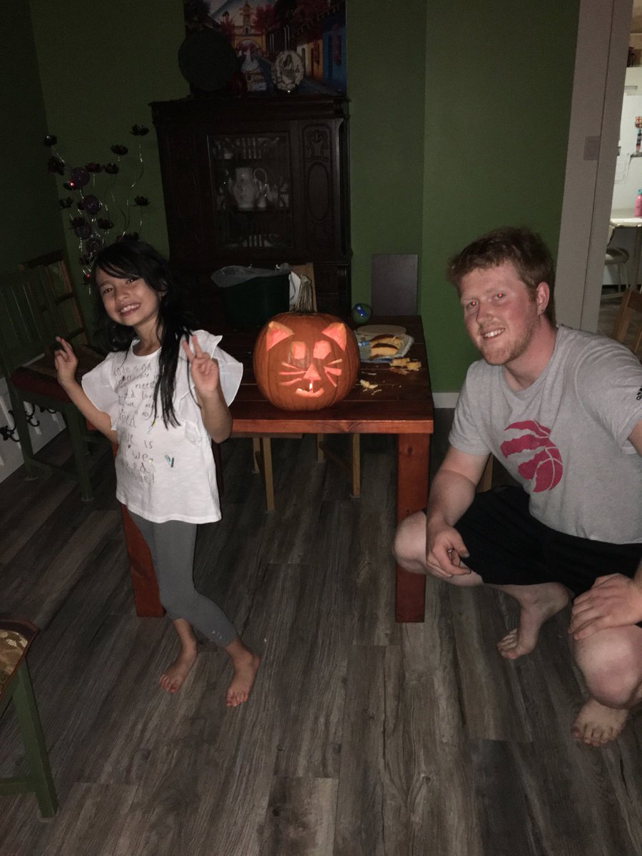 MaxHayesTO's tweet photo. Getting in halloween spirit with first pumpkin carving! #luosocial #teacher #practice https://t.co/dLYXeaZINg