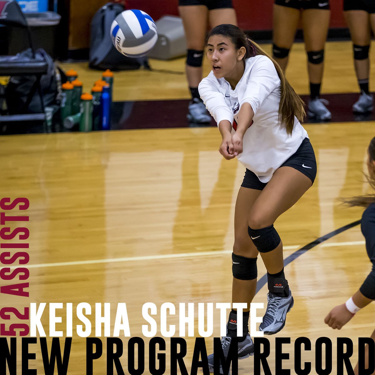 Congrats to Keisha Schutte on setting the school single-match assists record tonight with 52 assists! #GoValiants #ShesAFreshman