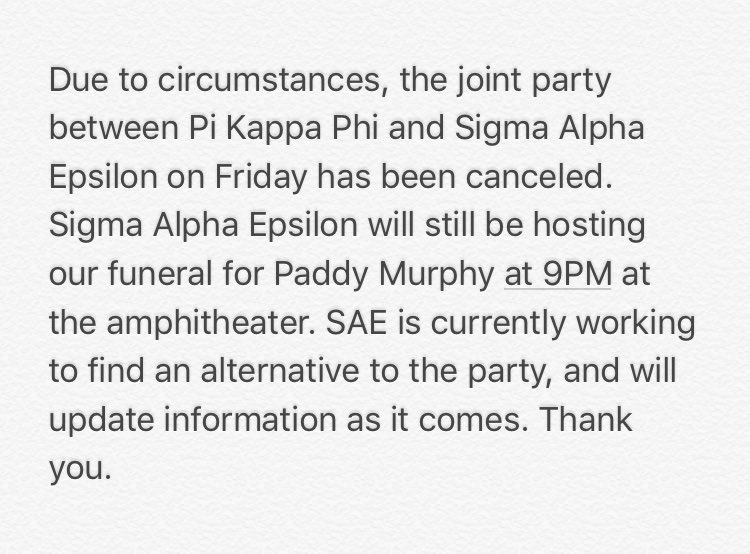 Update on our Paddy Murphy Party: