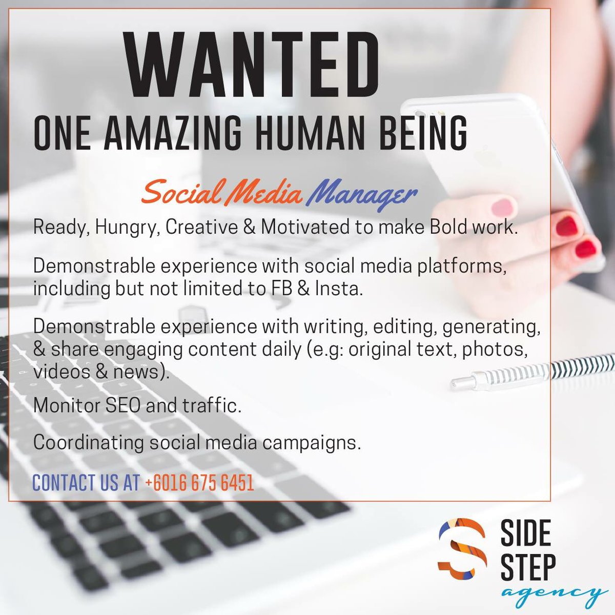 Morning, if you have friends looking to be a Social Media Manager, contact the number below 🤓 thanks