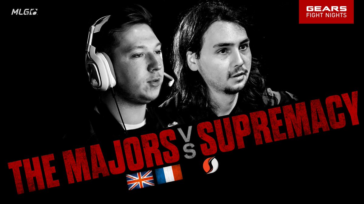 GearsEsports's tweet image. LIVE NOW: The Majors (UK) and @Supremacy_FR (FR) kick off Gears Fight Night in the EU 2K final! WATCH: live.gearsofwar.com @MLGArena