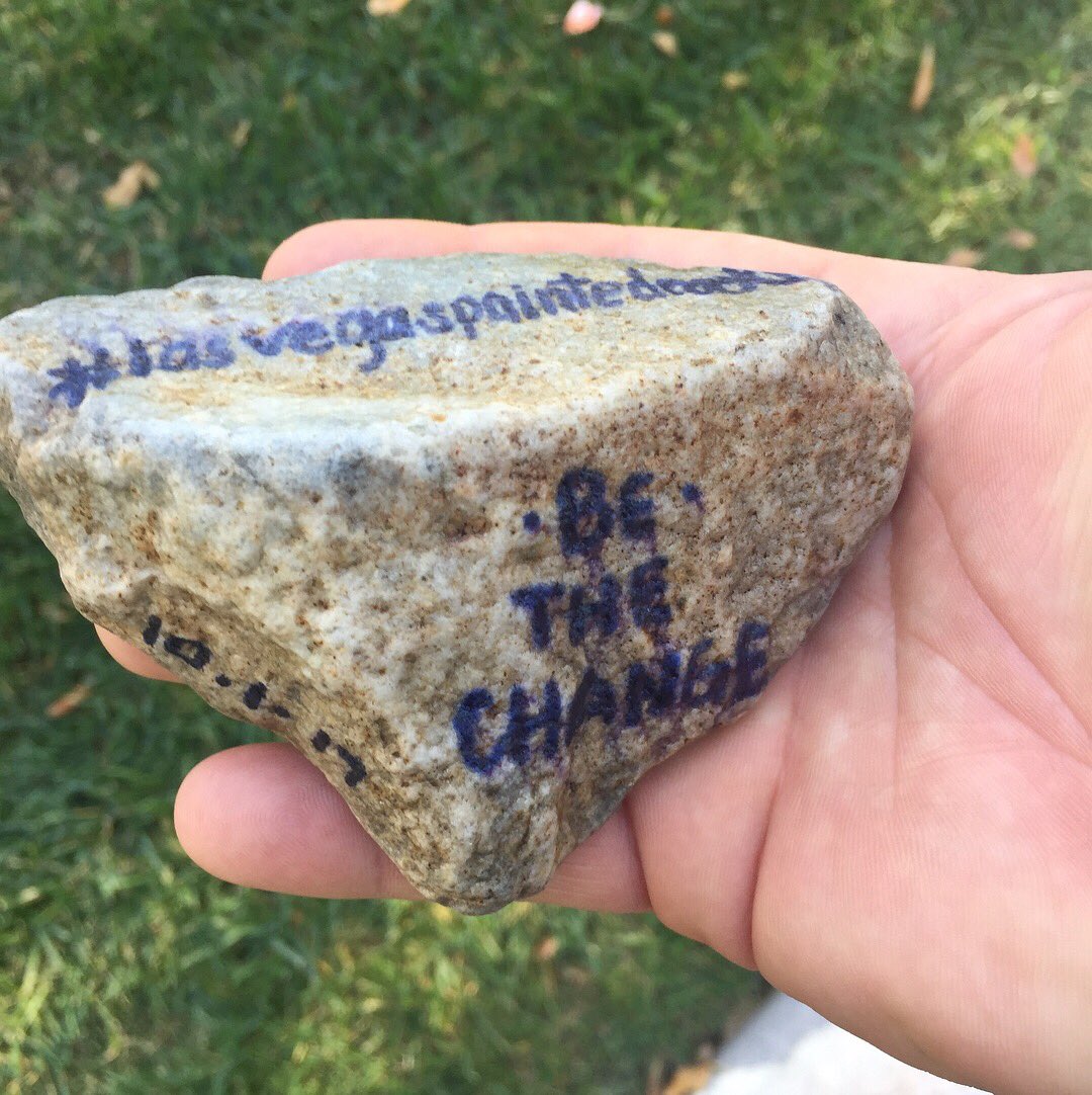cpete1473's tweet photo. Found this while walking the dog in southern highlands pretty cool! #lasvegaspaintedrocks https://t.co/xlkUZpbixn