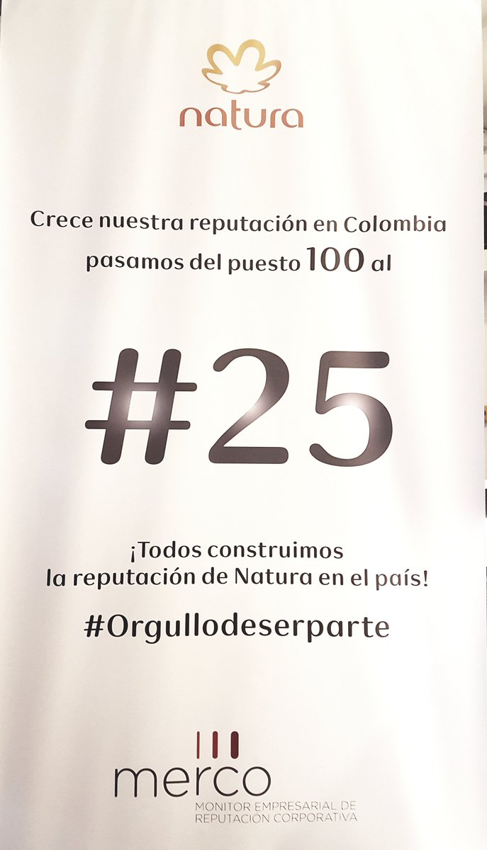 natura_colombia's tweet photo. Celebramos nuestro ascenso en el @rankingmerco #Merco17 #Natura25 hacemos parte de las empresas más reconocidas y admiradas del país! https://t.co/kZm388AUxL