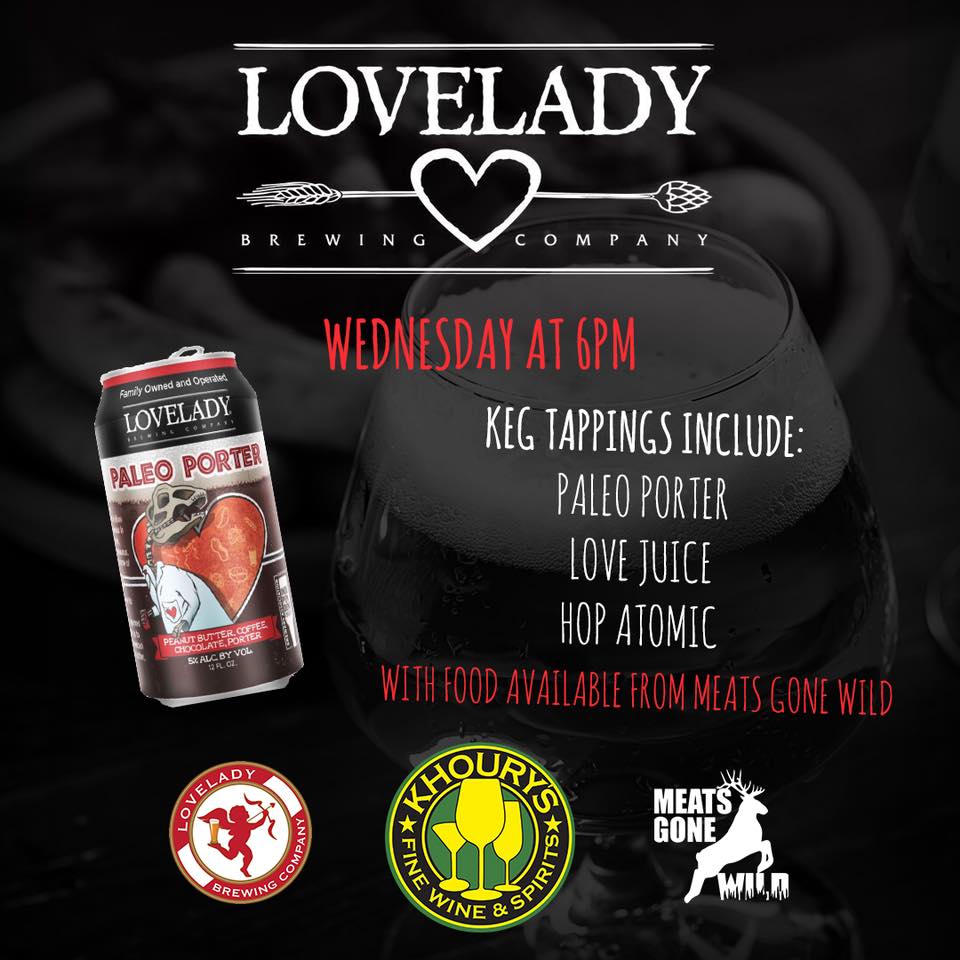 Tonight <a href="/khourysfinewine/">Khoury's Fine Wine</a> is tapping our Paleo Porter and <a href="/meatsgonewild/">Meats Gone Wild</a> will be serving up an exotic menu, so be sure to swing by!