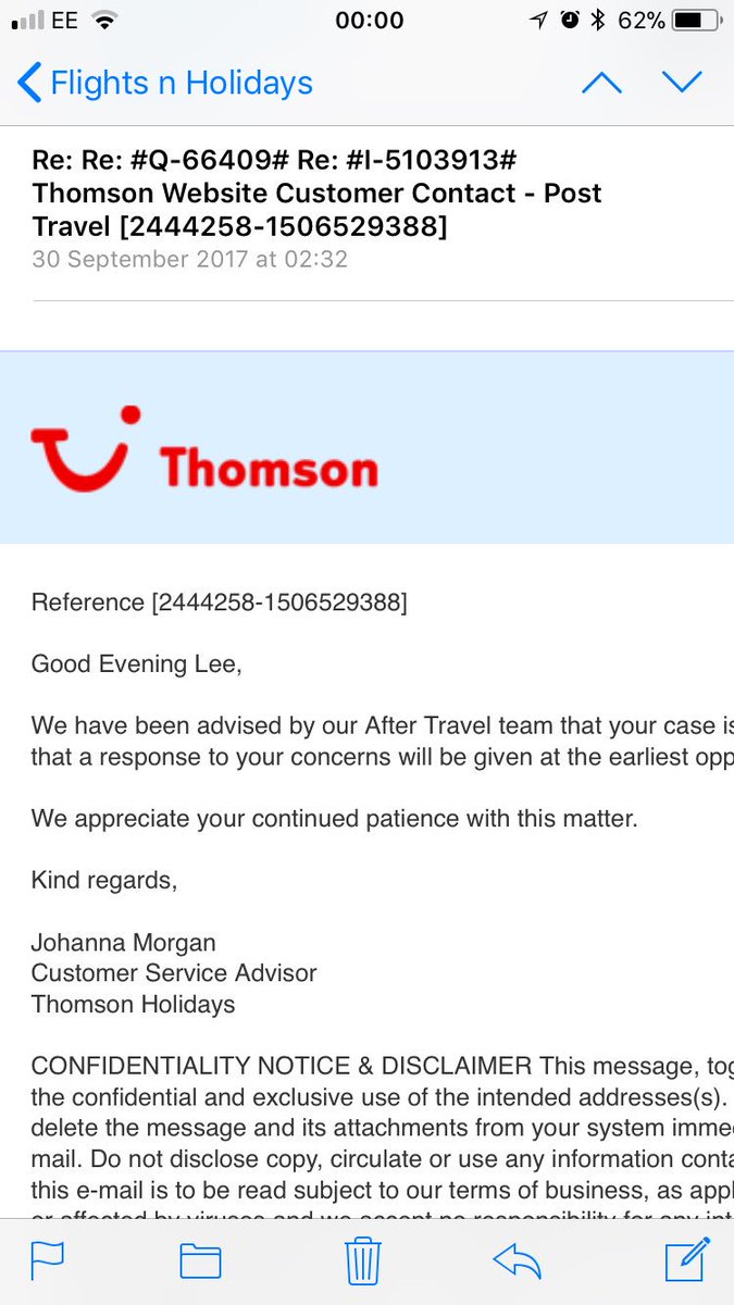 leemansiuk's tweet photo. @TUIUKcares auto reply after auto reply on emails. It’s ridiculous and not acceptable #ThomsonHolidays https://t.co/DOflyTQ9O5