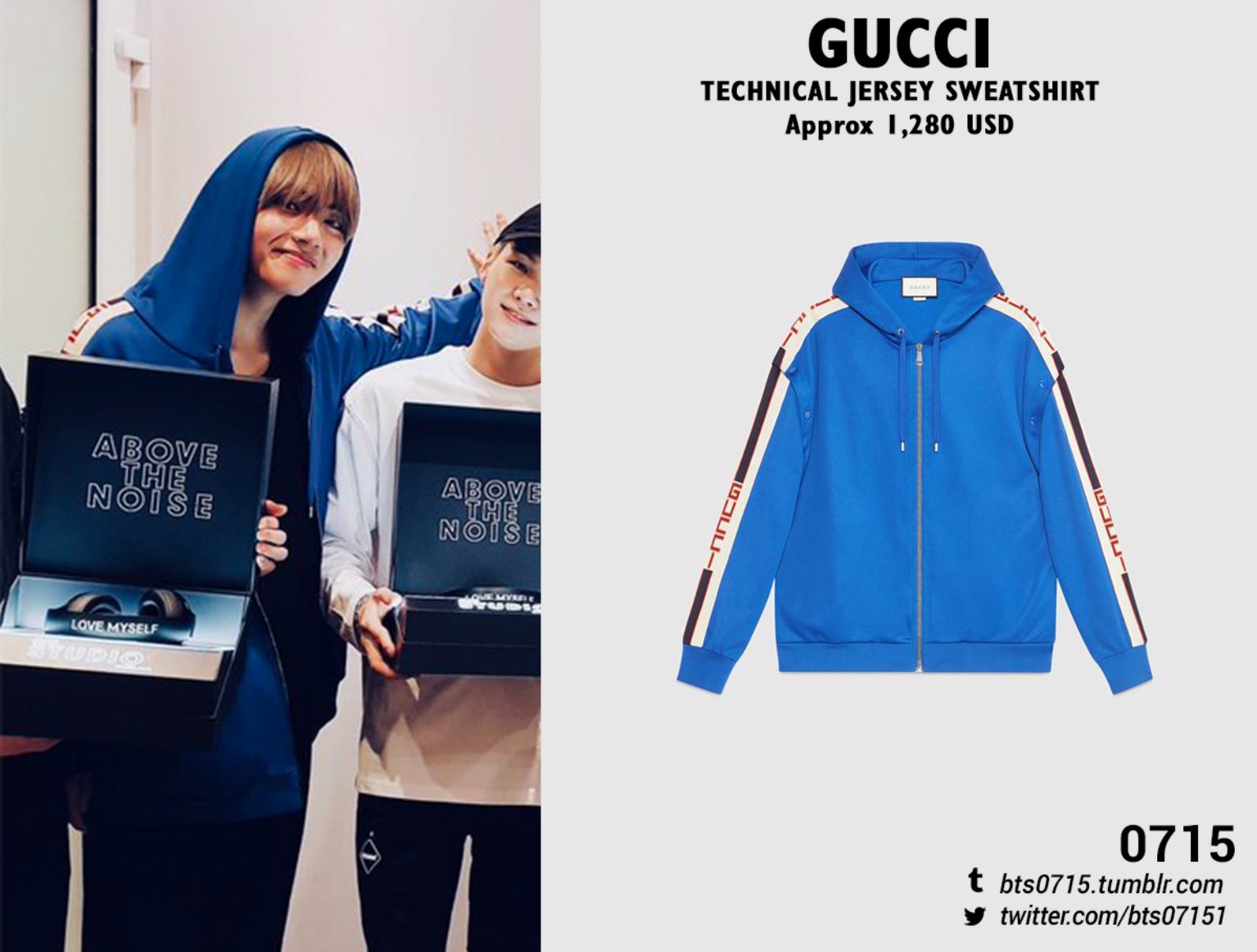 gucci technical jersey sweatshirt blue