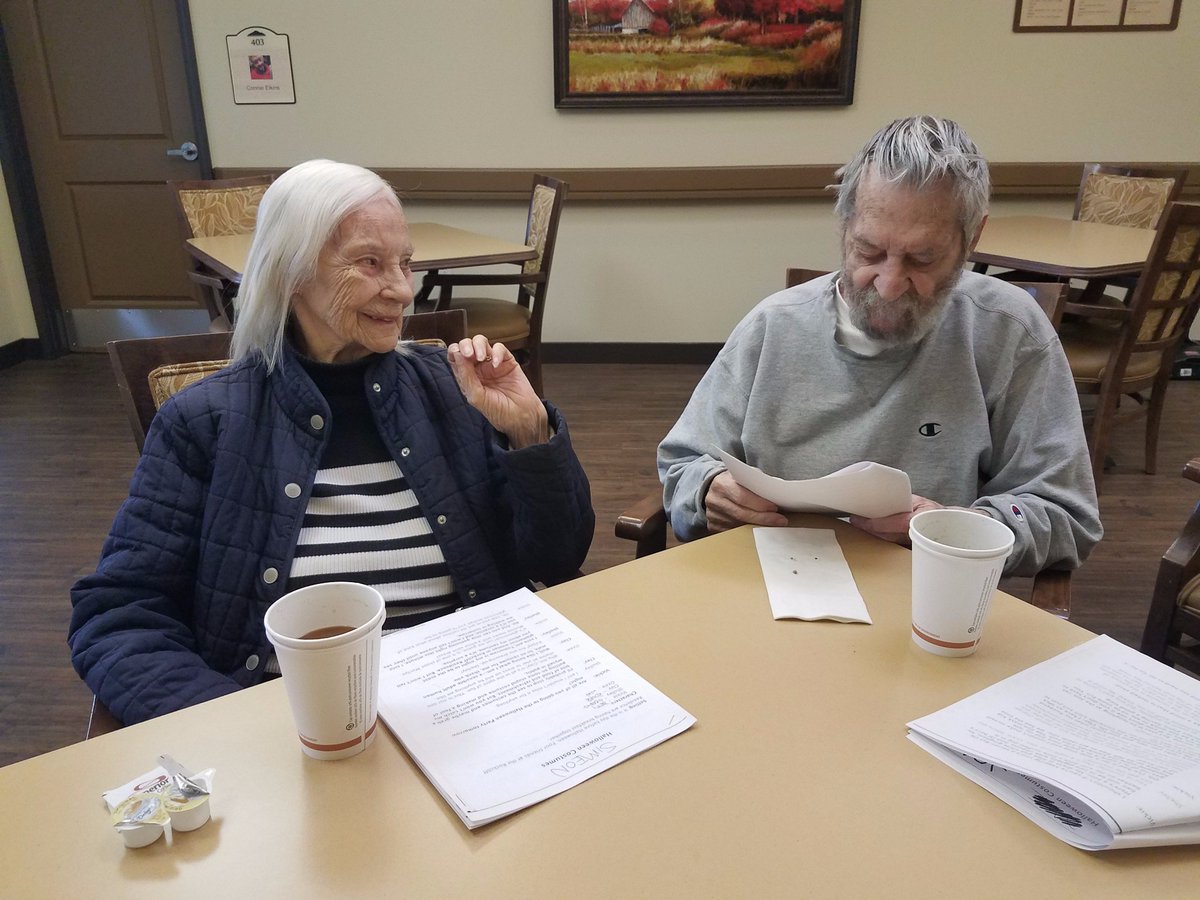 MtBachelorLEC's tweet photo. Residents are rehearsing the skit "Halloween Costumes" to perform at our Fall Party tomorrow. Join us from 2:30-4:30! #FrontierCulture 🎭🍂🎉 https://t.co/Uw23TpXg2n