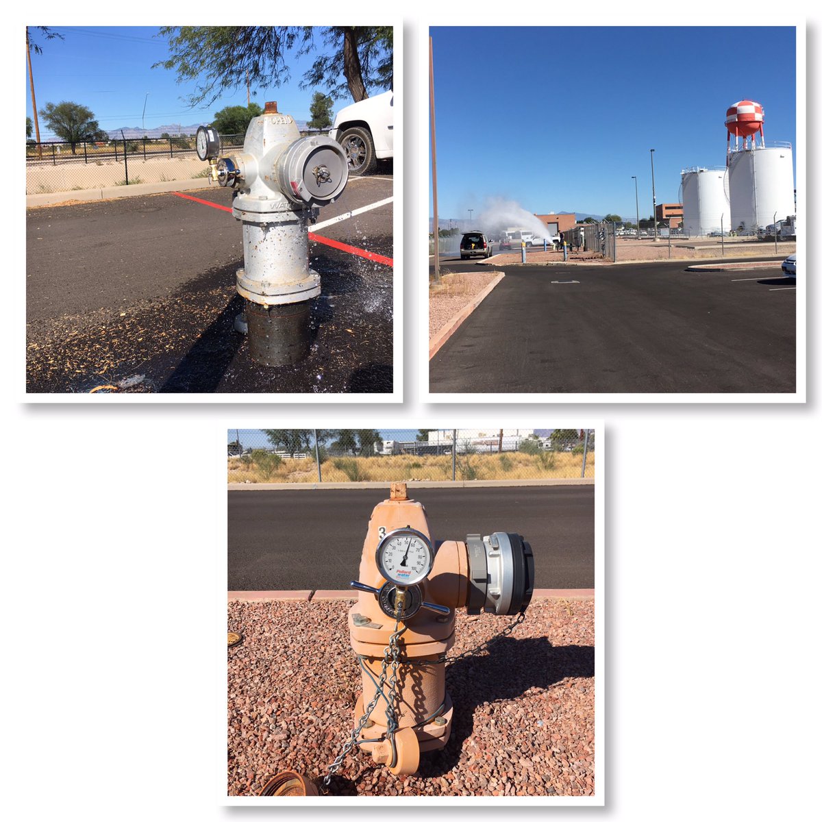 CosentiniCodeMA's tweet photo. Hydrant flow test in Tuscon, AZ. 95 degrees and sunny, "but it's a dry heat". We work everywhere. #SprinklerDesign https://t.co/ExJ86Jp24U