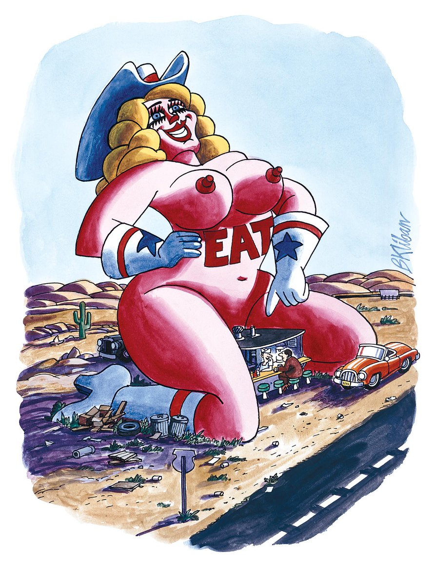 Playboy's tweet photo. "All I sell is cheeseburgers, but I sell a LOT of cheeseburgers."

Original cartoon by Bernard Kliban. https://t.co/BBKEsUWLN0