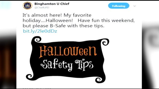 WBNG12News's tweet photo. BU Police share message of safety ahead of Halloween. 
https://t.co/WsvawL7vh8 https://t.co/vd1MnXOQmb