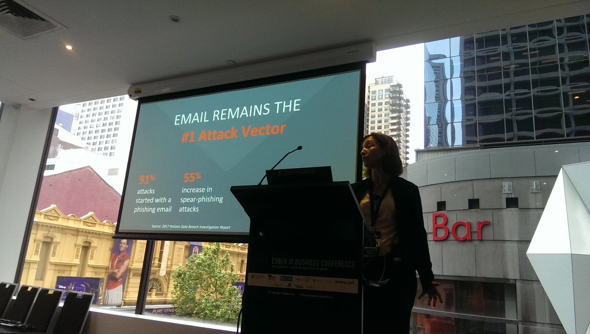 oboler's tweet photo. @GrantThorntonAU and @Mimecast presenting a live demo of a hack. Email remains the primary vector of attack. #CiB17 https://t.co/b5n0Ix5MHR