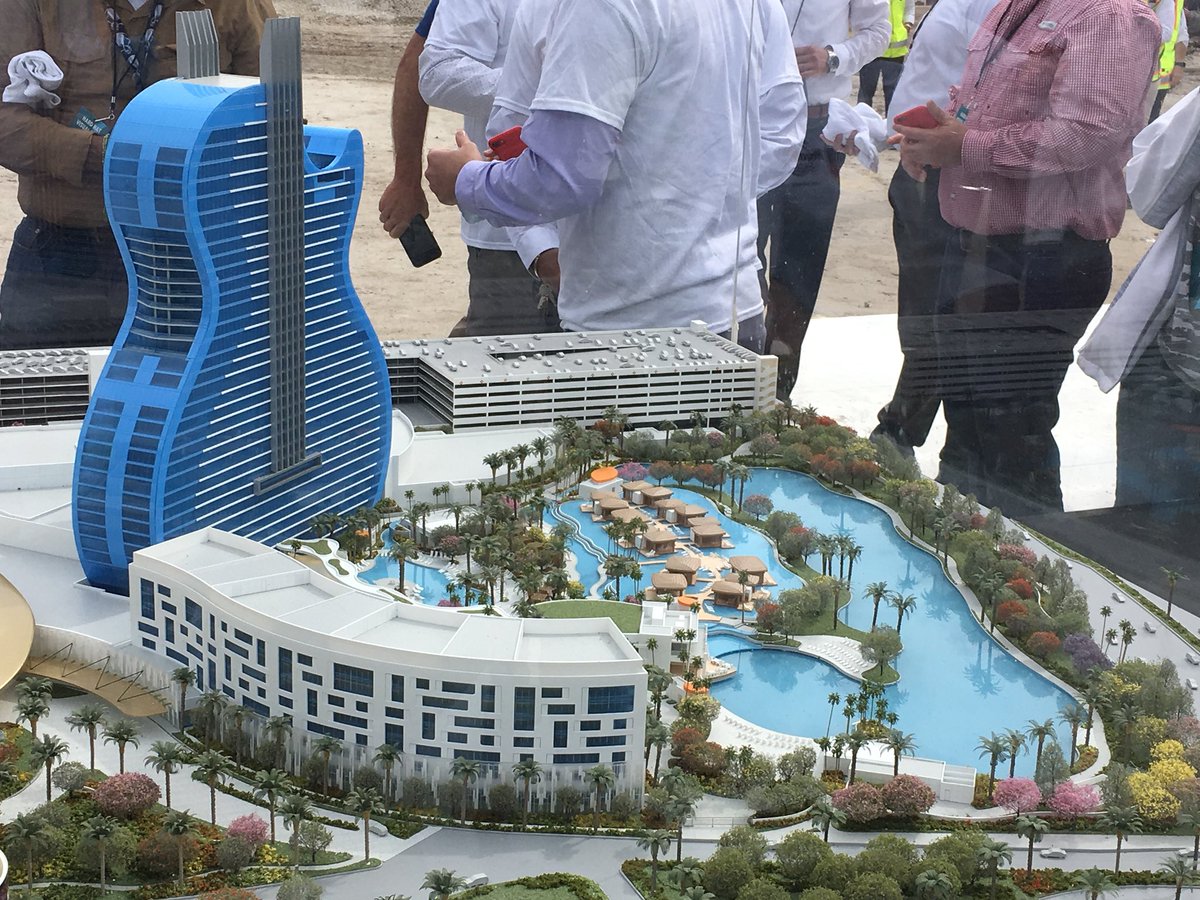 TeamCocoCreek's tweet photo. Celebrating the Tribes bright future with a sneak peak of the new Seminole Hard Rock Hollywood guitar shaped hotel. @TeamSemGaming https://t.co/yrY5ByXhS9