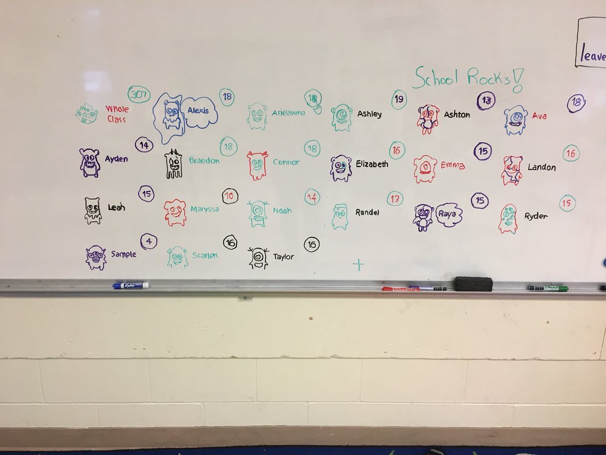 danamrobinson's tweet photo. My kids love class dojo so much, they recreated it on the whiteboard! 
(Ps: do you see that school rocks?!?) https://t.co/iQaR85ktsv