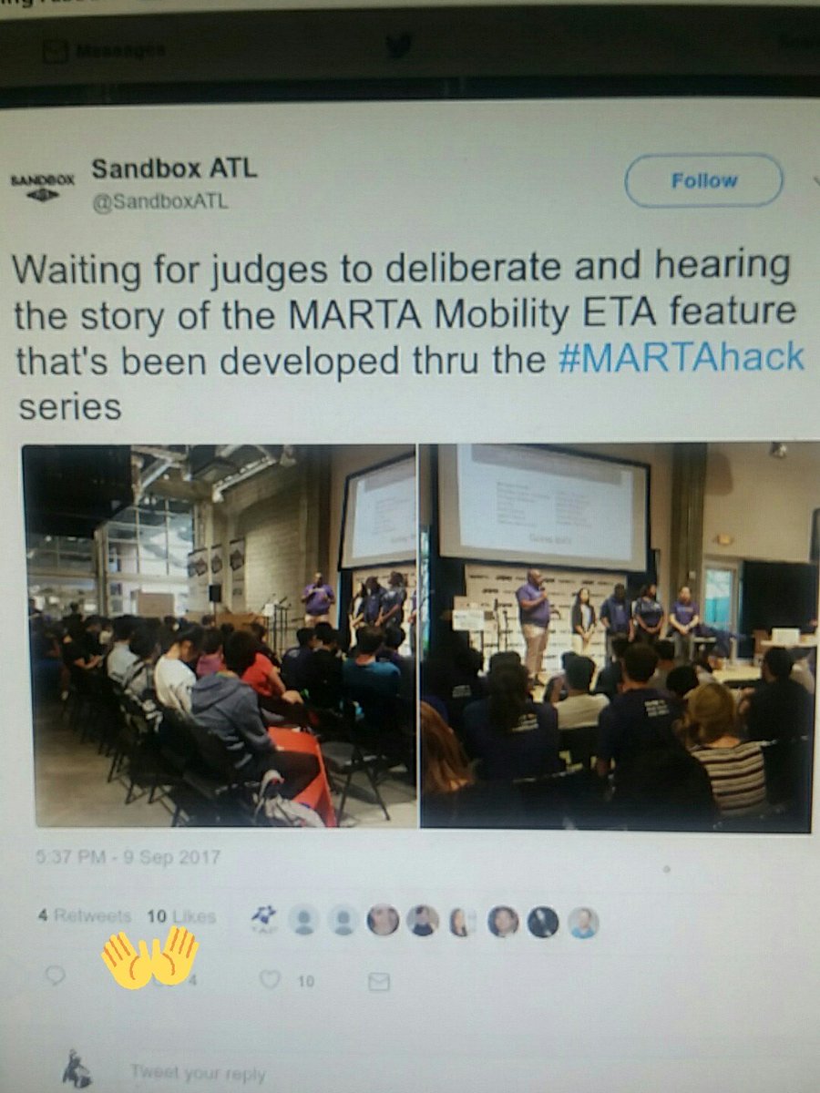 nerajno's tweet image. A.2 Tooting my teams horn, but yes, our team worked on the#Marta #hackerthon an our code is currently being used by the city #CodeNewbie