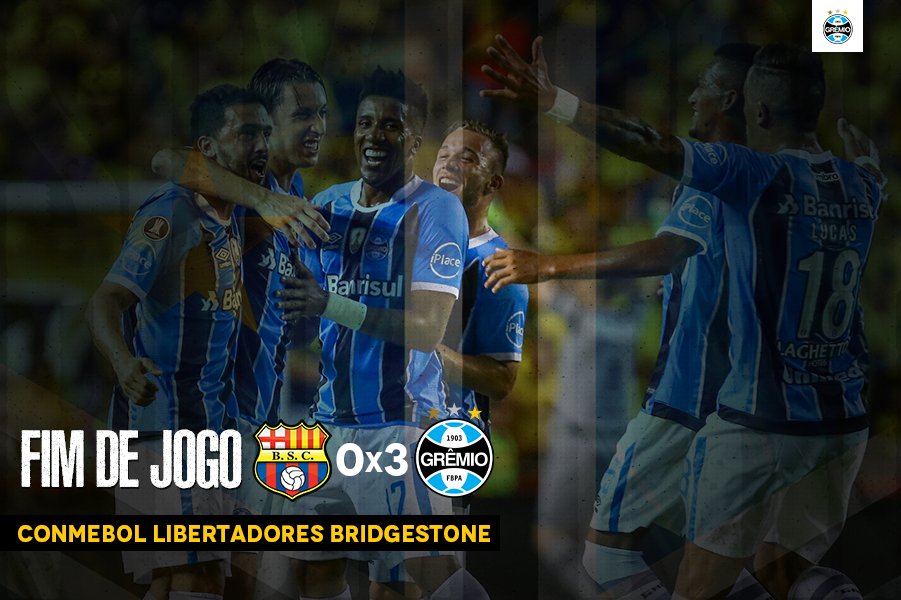 Gremio's tweet photo. Fim de jogo: Barcelona 0x3 Grêmio
Agora é confirmar a classificação na Arena! Nós vamos acabar com o PLANETA! #QueremosACopa #SoyLocoPorTri https://t.co/ZuZVr1iKal