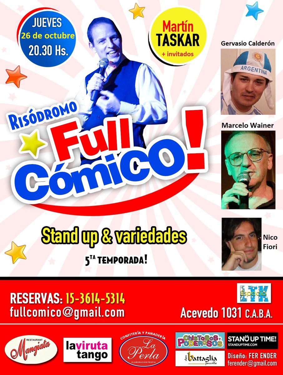 fullcomico's tweet image. Jueves Full Cómico! A las 20:30hs en Espacio LTK, Acevedo 1031 (Palermo-Villa Crespo). Reservas por privado o en @StandUpTime