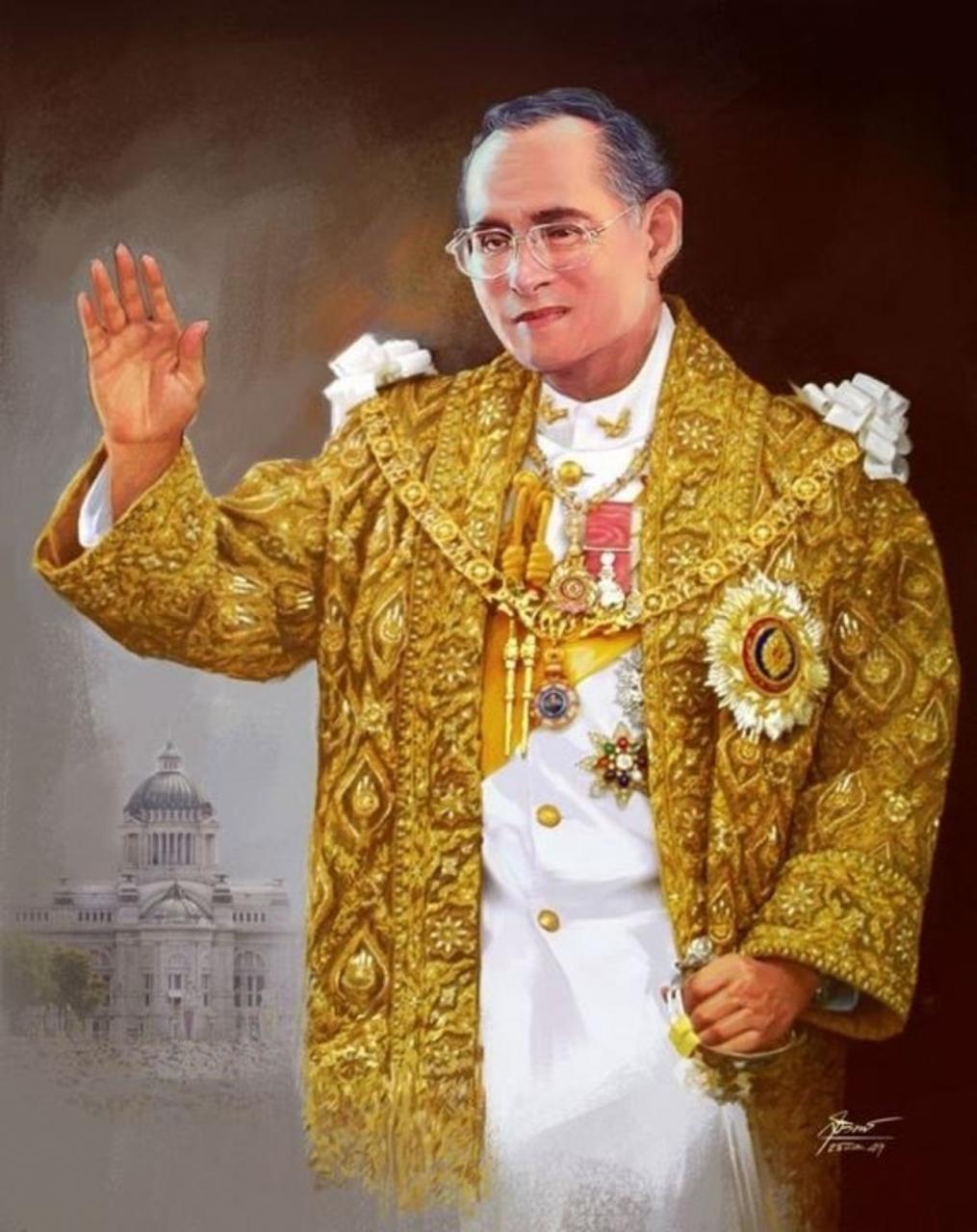 アンティーク ラーマ9世 プミポン国王肖像画 (タイ) タイ国王の肖像画｜Portrait Poster of King of Thailand