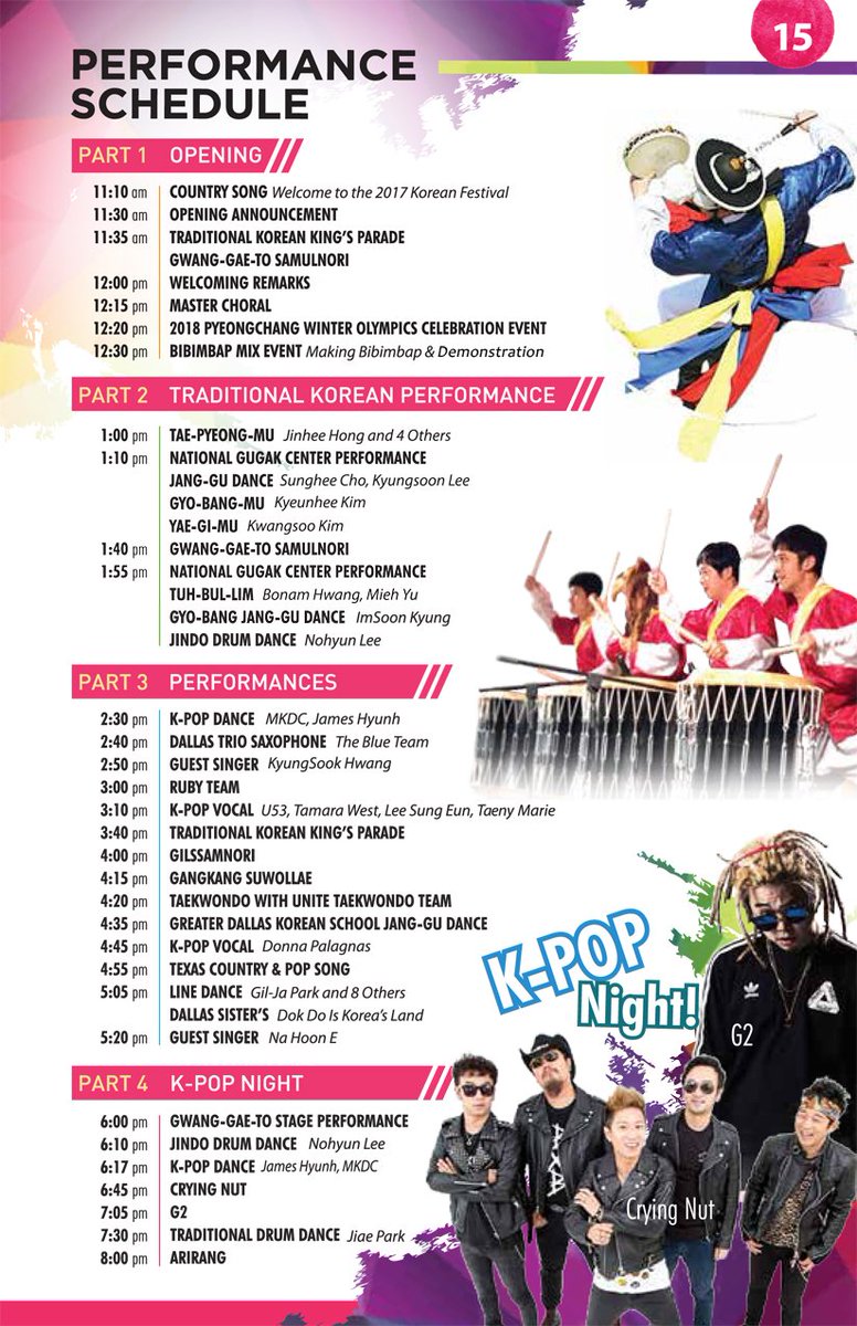 DallasKoreanFes's tweet photo. #DallasKoreanFestival Performance Schedule

2017 Annual Korean Festival of Dallas
October 28th 2017, 11AM - 8PM
at Carrollton Asian Plaza https://t.co/5b6DhQV5fB