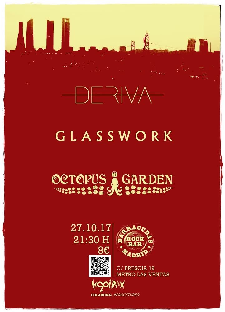nooirax's tweet photo. Mañana viernes visita de los malagueños @GlassworkBand a #madrid junto a Deriva y  Octopus Garden https://t.co/Q2vE1yk921