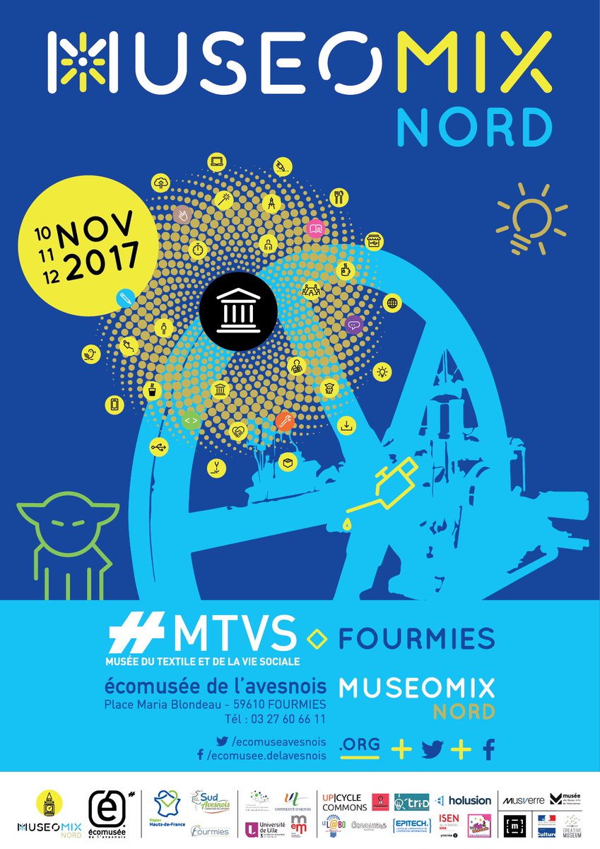 Culture_LNF's tweet photo. Cette année encore, la @ComUE_LNF soutient @MuseomixNord ! Venez nombreux à #Fourmies @EcomuseAvesnois le 12/11 ! #museomix #msx2017 https://t.co/wlUZFEMEOF