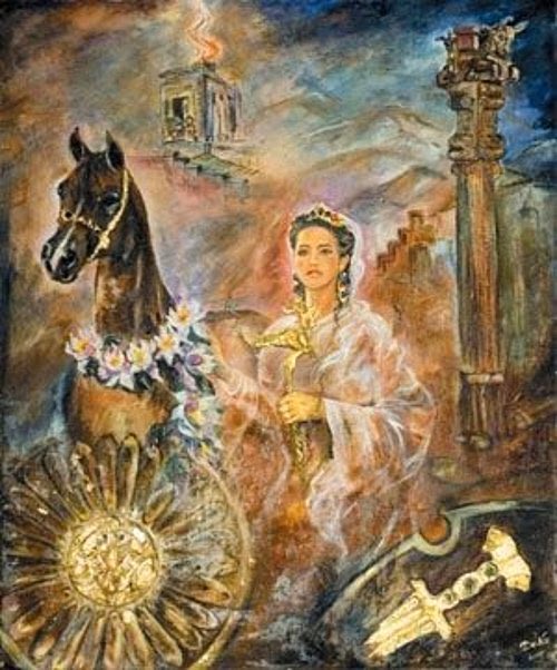 AlmanyaIyiparti's tweet photo. Die Sonne hat in der alttürkischen Mythologie einen besonderen Stellenwert. Insbesondere Tomris hatun verwendete die Symbolik #iyiparti https://t.co/z1D7Ltcntf