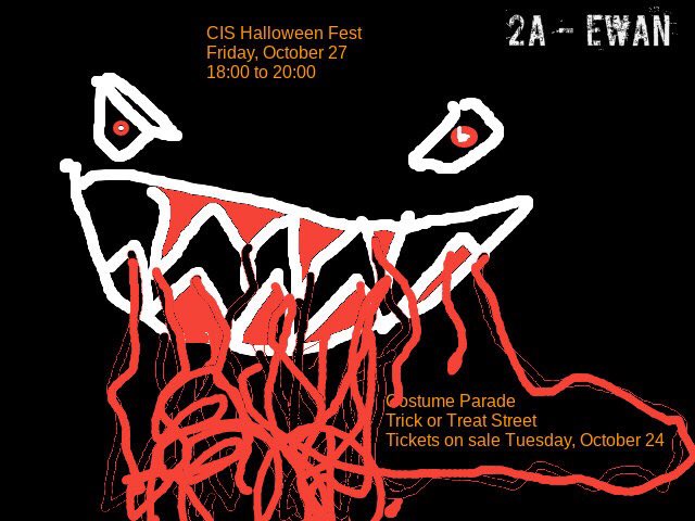 KCCSublett's tweet image. Grade 2 makes digital paint posters for PTA Halloween Fest @CISDK  #pypict