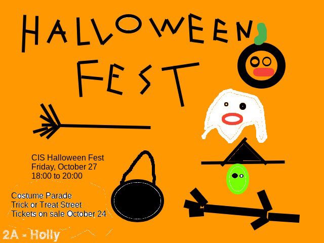 KCCSublett's tweet image. Grade 2 makes digital paint posters for PTA Halloween Fest @CISDK  #pypict