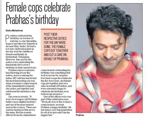 SKNonline's tweet photo. Entha Edigipoyavayyaaa 
Female cops celebrate #Prabhas Birthday after their duties in Ahmadabad 
👍🎂👌 Its amazing. https://t.co/ZbO0xGk8jr