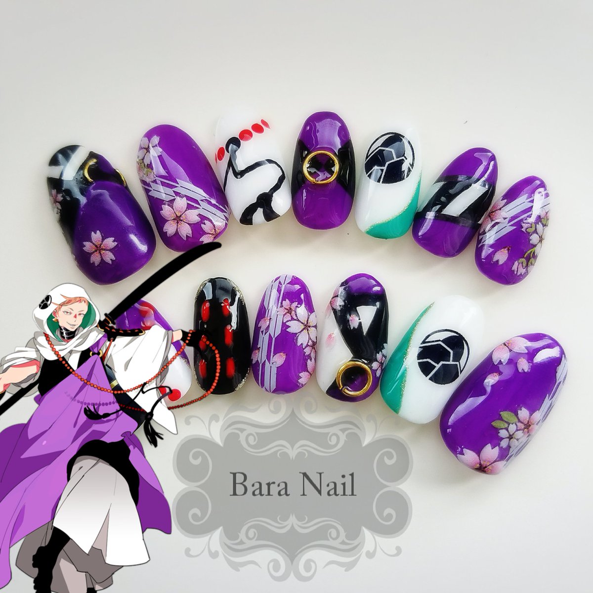 Baranail Su Twitter 刀剣乱舞ネイル アップしていきます Baranail 刀剣乱舞 刀剣乱舞ネイル とうらぶ とうらぶネイル 痛ネイル モチーフネイル 和ネイル 岩融 岩融ネイル