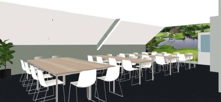 Nieuw meubilair voor een bestuurskamer! D.m.v. 3d-computerschetsen de klant op voorhand alle mogelijkheden laten zien.