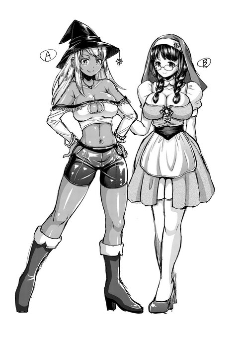 次の商業のヒロイン達のデザイン。この二人がガンガン責めますよ。実はモデルがいて二等辺さん(@gabutyon)のオリキャラさんがモデルでございます。https://t.co/MUUIdsDqd2 