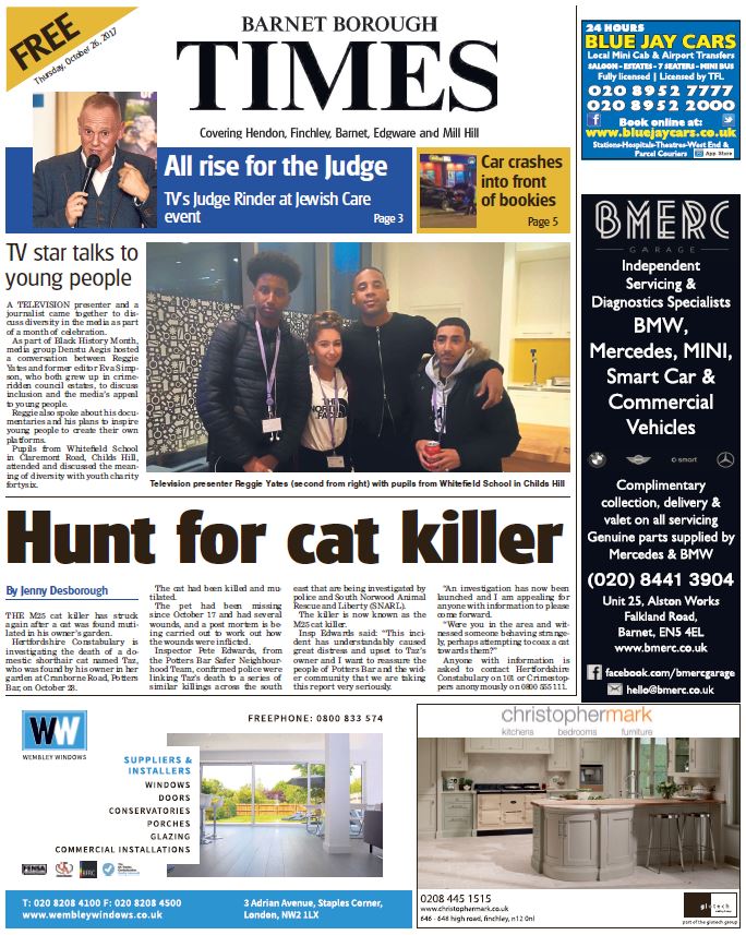 The Barnet Times is out today! Advertise your local business to local people in YOUR local paper, call 01923 216216