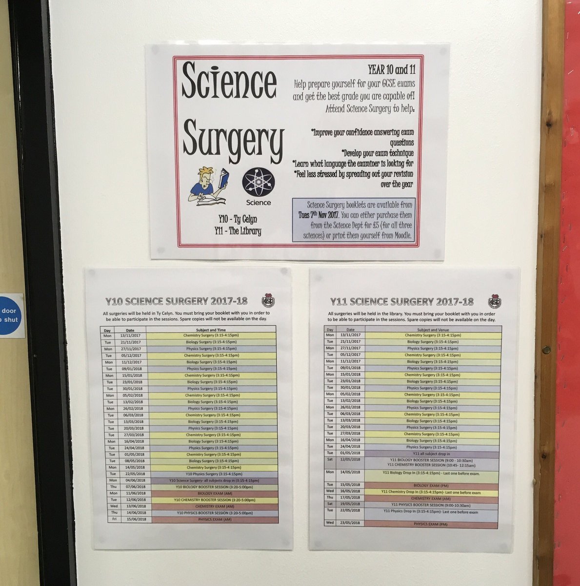 <a href="/officialCHS/">CHS</a> <a href="/CHSMiddleSchool/">Mrs L Richards</a> 
2017-18 Science Surgery info now up. Each pupil in Y10 &amp; 11 will receive a hard copy of the timetable today.