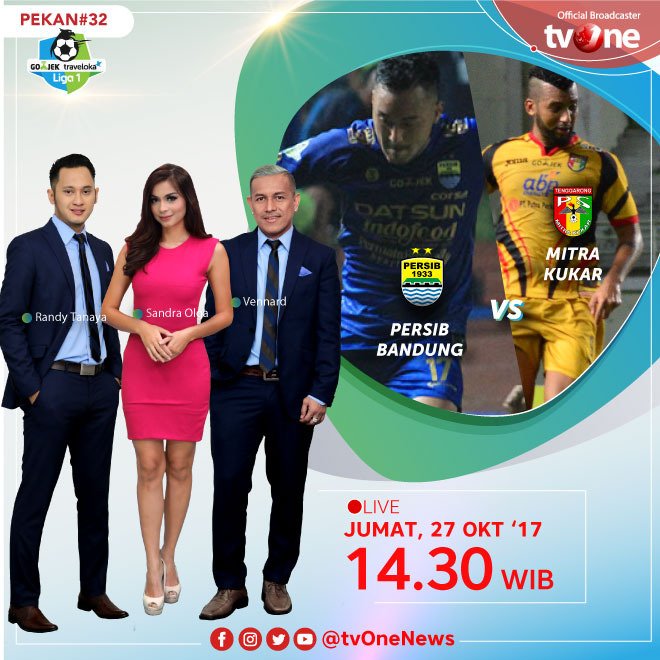 tvOneNews's tweet photo. Besok, Persib Bandung VS Mitra Kukar. Jumat, 27 Oktober pkl 14.30 WIB #Liga1tvOne . Live streaming di tvOne connect https://t.co/kho7KN4xKB https://t.co/5B3296dwug