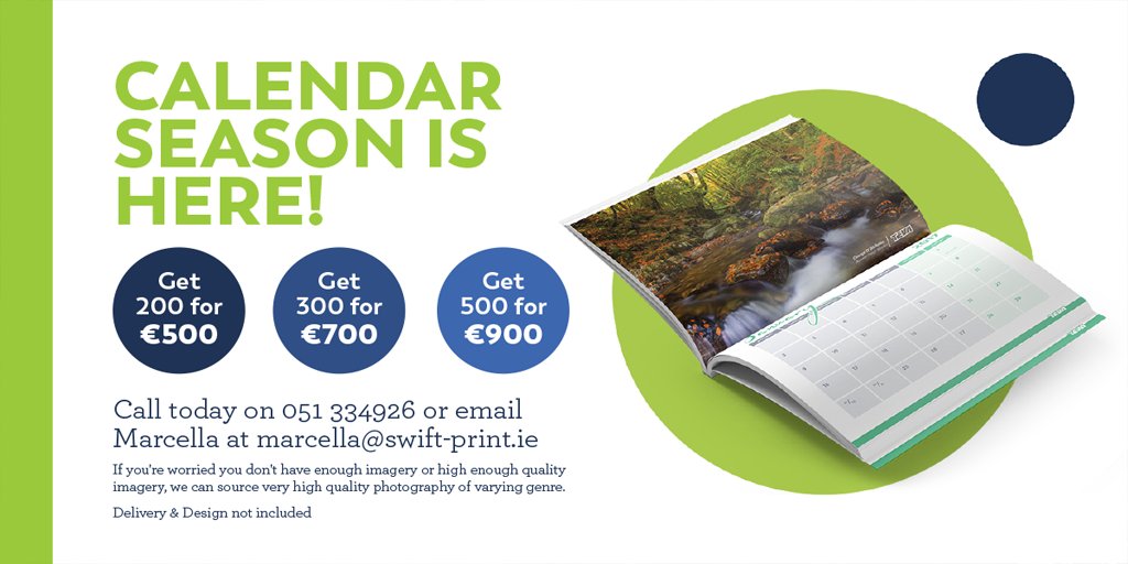 SwiftPrint_'s tweet image. Are you ready for the new year? This week&apos;s Swift Print offer will get you ready, with a deal on A4 Booklet Calendars! #waterford #business