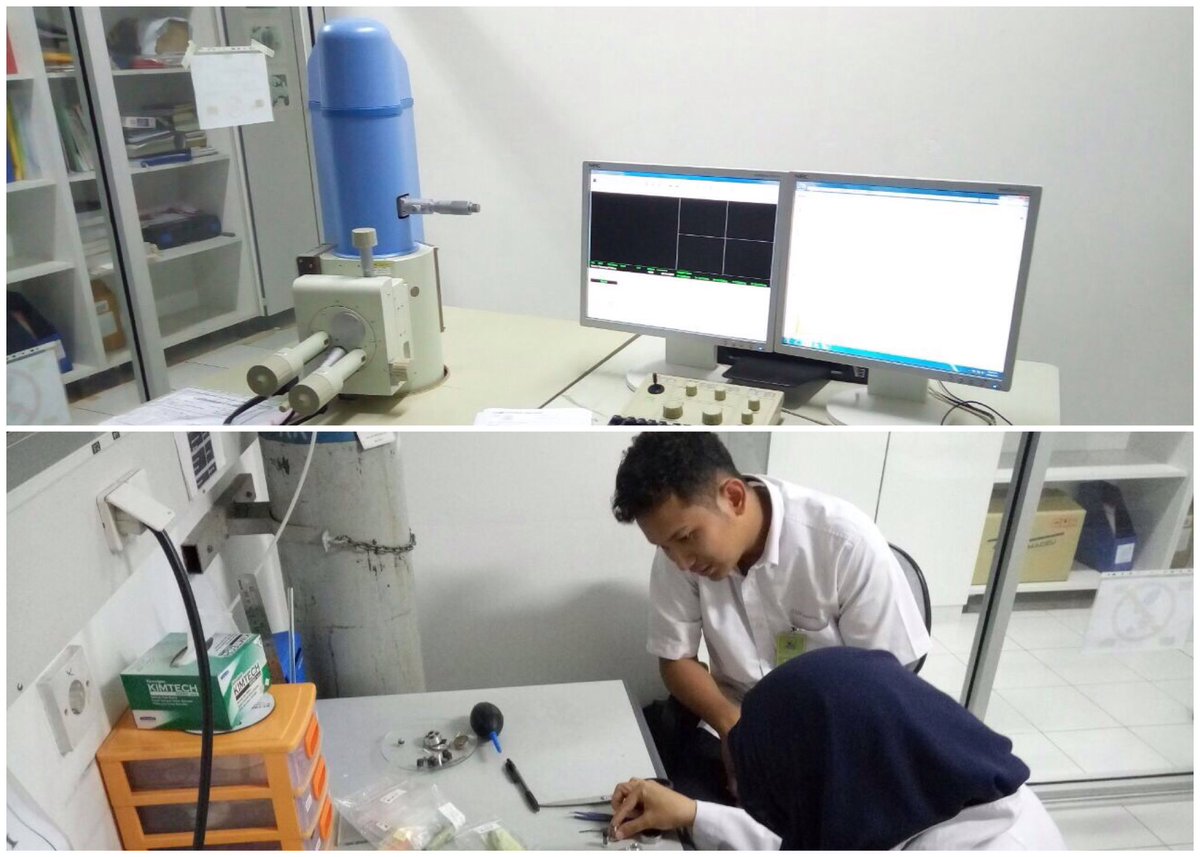 polimer_bppt's tweet image. Persiapan sampel untuk kegiatan witness dari PT. GMF Aero Asia menggunakan alat SEM EDS #pengujian