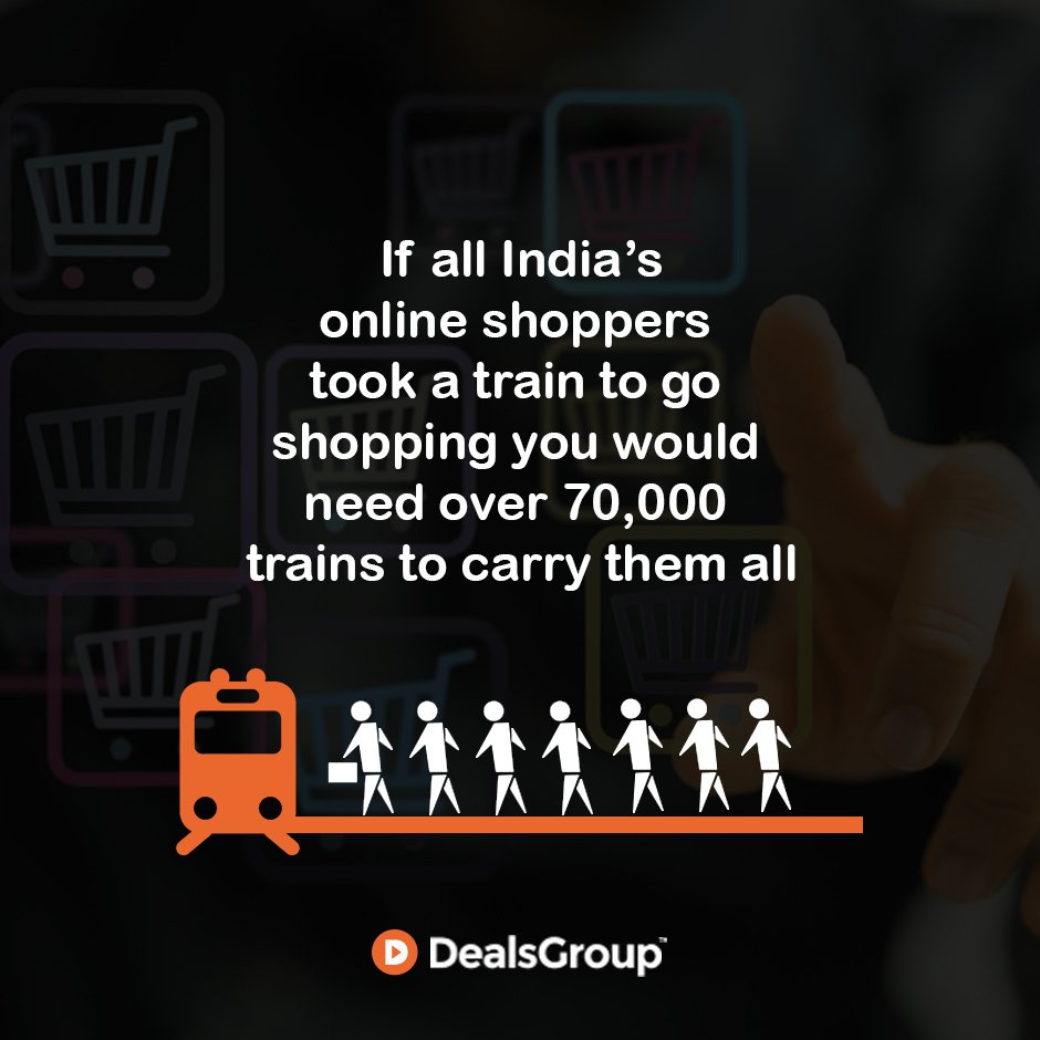 DealsGroupIN's tweet photo. If all Indian's #online shoppers took a train to go shopping you would need over 70,000 trains to carry them all.
 #DoYouKnow #DealsGroupIN https://t.co/g6PWcDrH8j