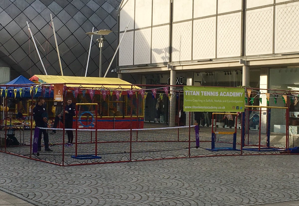Titan Tennis are set up ready to offer FREE tennis all day @arc_shopping <a href="/TheApexVenue/">The Apex</a> #festivalofsport <a href="/LTASuffolk/">Suffolk LTA</a> <a href="/buryfree/">Bury Free Press</a> @LTAEastRegion