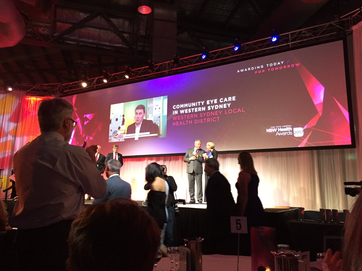 SallyNeideck's tweet photo. First winner for @WestSydHealth  - Community Eye Care just won the Delivering Integrated Care award at the #nswhealthawards ! https://t.co/MHcTVVUhIC