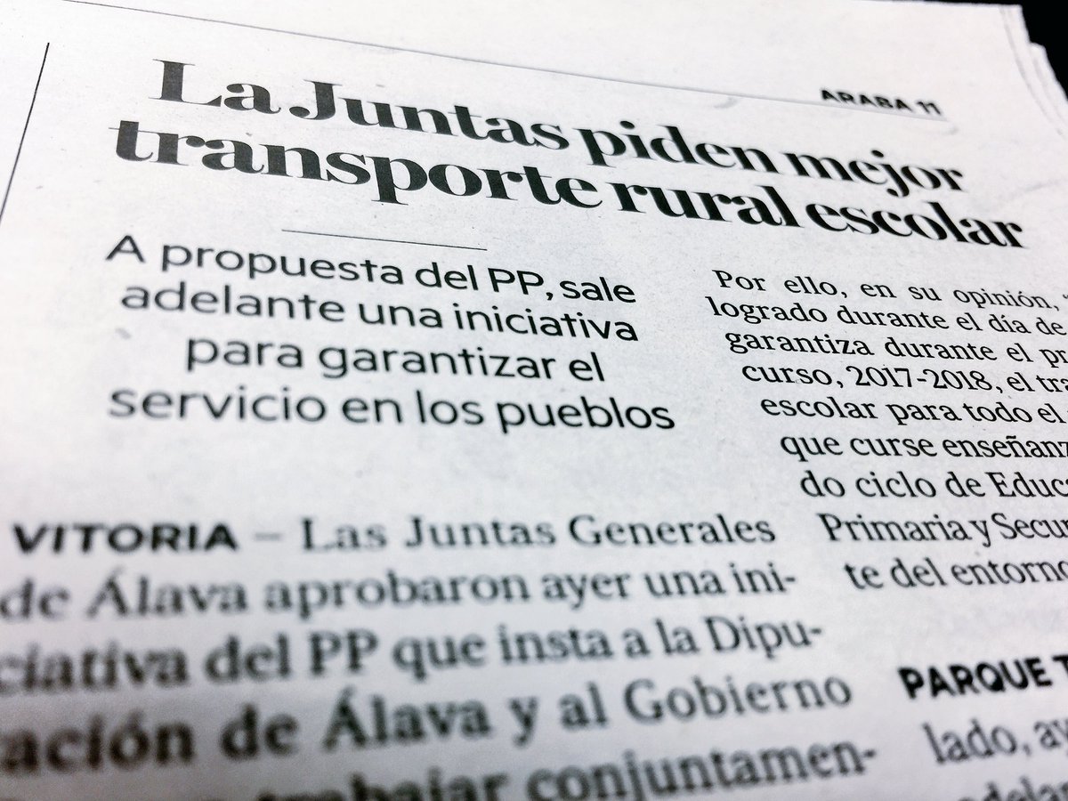 🗞 Hoy la prensa recoge nuestra iniciativa en favor de los alaveses que viven en la zona rural. Sigamos fijando población en nuestros pueblos